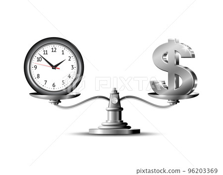 Time is money on scales. Vector illustration 96203369