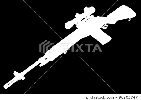 M14 based sniper rifle white silhouette on black background M14 based sniper rifle white silhouette on black background 96203747