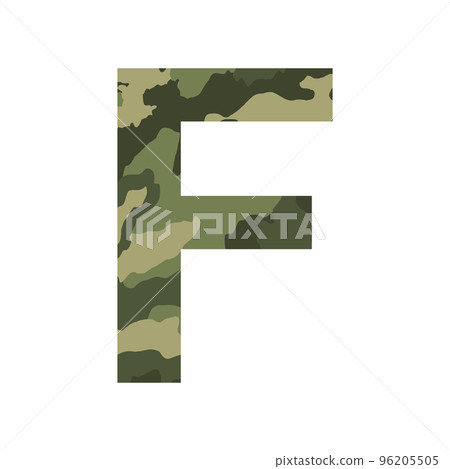 English alphabet letter F, khaki style isolated on white background - Vector 96205505