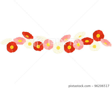 可用於裝飾的紅色、白色和粉紅色罌粟線的插圖 96206517