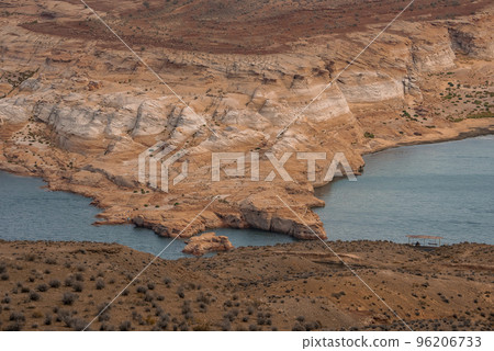 Aerial View Of Lake Powell Amidst Majestic Canyons At Glen National Park In Arizona Aerial View Of Lake Powell Amidst Majestic Canyons At Glen National Park In Arizona 96206733
