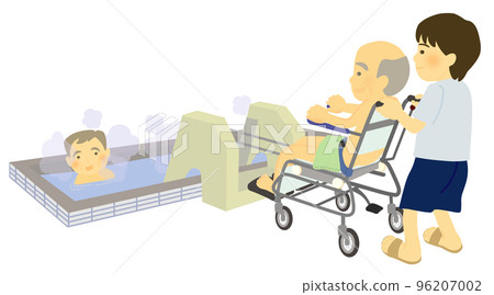 使用者和護理人員在老人設施洗澡 使用者和護理人員在老人設施洗澡 96207002