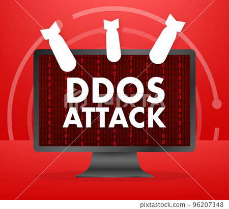 DDOS attack, hacker bomb. Denial of Service. Vector stock illustration. 96207348
