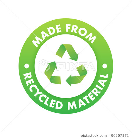 Made With Recycled Materials sign, label. Vector stock illustration 96207371
