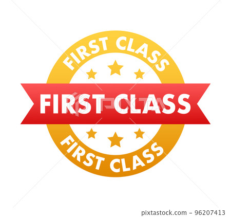 First class, badge, label. Vector stock illustration. 96207413