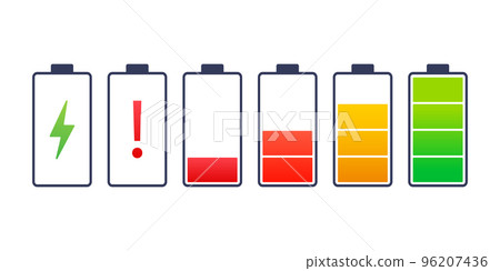 Battery charge level. Charge indicator. Electric power. Vector stock illustration. Battery charge level. Charge indicator. Electric power. Vector stock illustration. 96207436