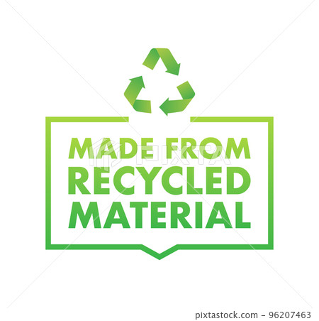 Made With Recycled Materials sign, label. Vector stock illustration 96207463
