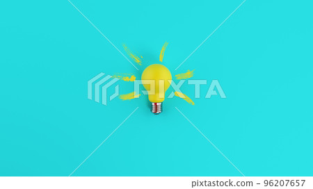 Yellow lightbulb on cyan background. Concept of creativity and idea 96207657