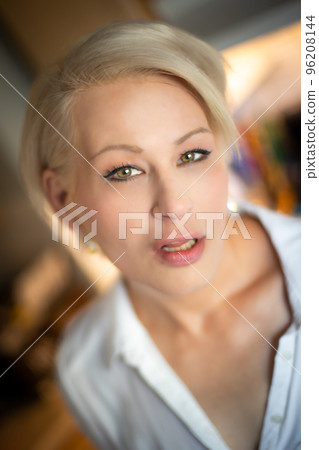 Pretty blonde woman portrait Pretty blonde woman portrait 96208144