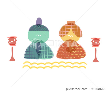Hina 娃娃的 Hinamatsuri 復古簡單插圖 Hina 娃娃的 Hinamatsuri 復古簡單插圖 96208668