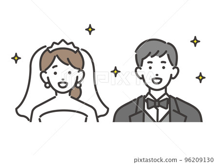 Vector illustration material of a smiling bride and groom / bridal / wedding / dress 96209130