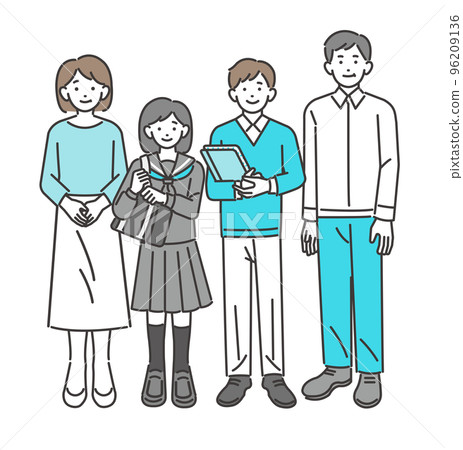 Middle-aged couple and teenage children vector illustration material / children / parenting Middle-aged couple and teenage children vector illustration material / children / parenting 96209136
