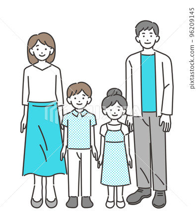 年輕夫婦和年幼的孩子矢量插圖素材/孩子/育兒 96209145