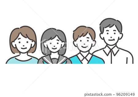 Middle-aged couple and teenage children vector illustration material / children / parenting 96209149