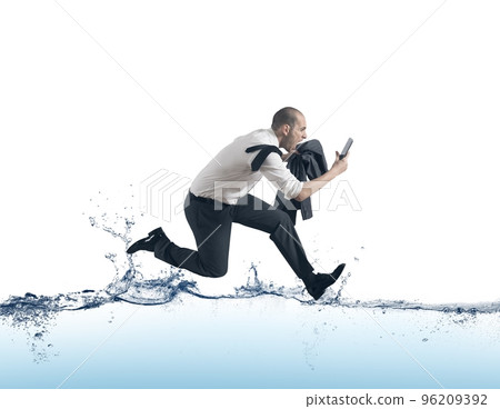 Businessman run on the water Businessman run on the water 96209392