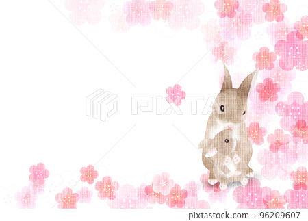 Rabbit New Year's card Japanese pattern background 96209607