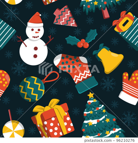 Winter Season December Merry Christmas Holiday Seamless Pattern Background 96210276