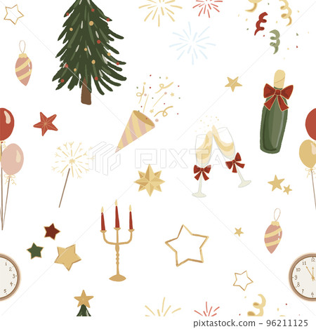 New Years Eve hand-drawn seamless pattern New Years Eve hand-drawn seamless pattern 96211125