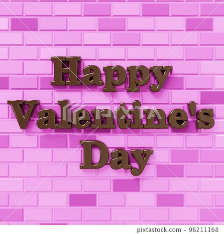 Valentine material: 3D rendering of letters written in chocolate and a cute pink brick wall Valentine material: 3D rendering of letters written in chocolate and a cute pink brick wall 96211168