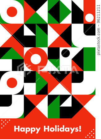 Geometric pattern in red, green color scheme. Geometric vector background material inspired by the holidays. 96211211