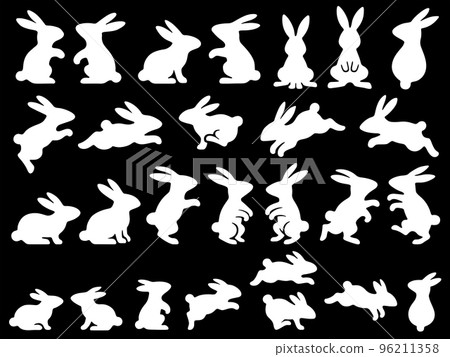 White rabbit silhouette illustration set 96211358