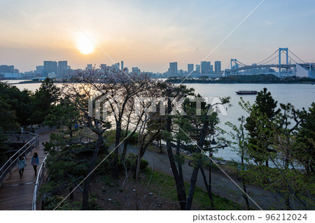 Sunny view of the Rainbow Bridge and cityscape Sunny view of the Rainbow Bridge and cityscape 96212024