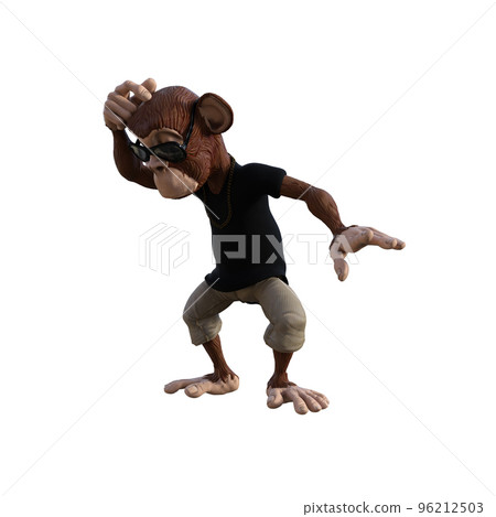 Toon Monkey poses for your composition. Monkey character isolated on white background with alpha mask for quick isolation for your composite work. 3D rendering - illustration. Toon Monkey poses for your composition. Monkey character isolated on white background with alpha mask for quick isolation for your composite work. 3D rendering - illustration. 96212503