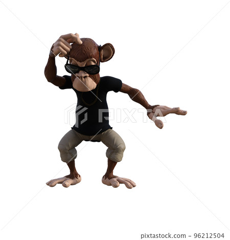 Toon Monkey poses for your composition. Monkey character isolated on white background with alpha mask for quick isolation for your composite work. 3D rendering - illustration. Toon Monkey poses for your composition. Monkey character isolated on white background with alpha mask for quick isolation for your composite work. 3D rendering - illustration. 96212504