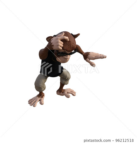 Toon Monkey poses for your composition. Monkey character isolated on white background with alpha mask for quick isolation for your composite work. 3D rendering - illustration. Toon Monkey poses for your composition. Monkey character isolated on white background with alpha mask for quick isolation for your composite work. 3D rendering - illustration. 96212518