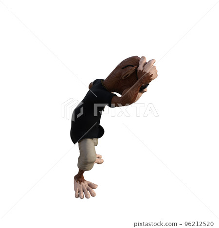 Toon Monkey poses for your composition. Monkey character isolated on white background with alpha mask for quick isolation for your composite work. 3D rendering - illustration. 96212520