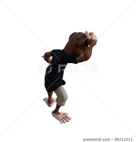 Toon Monkey poses for your composition. Monkey character isolated on white background with alpha mask for quick isolation for your composite work. 3D rendering - illustration. 96212521