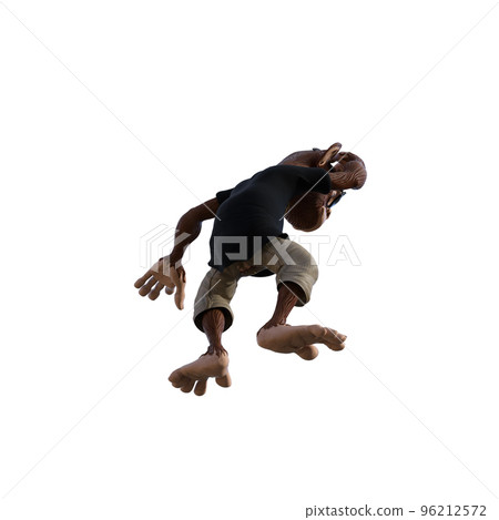 Toon Monkey poses for your composition. Monkey character isolated on white background with alpha mask for quick isolation for your composite work. 3D rendering - illustration. Toon Monkey poses for your composition. Monkey character isolated on white background with alpha mask for quick isolation for your composite work. 3D rendering - illustration. 96212572