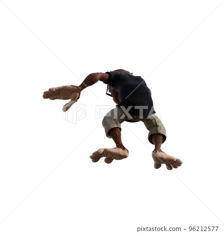Toon Monkey poses for your composition. Monkey character isolated on white background with alpha mask for quick isolation for your composite work. 3D rendering - illustration. 96212577