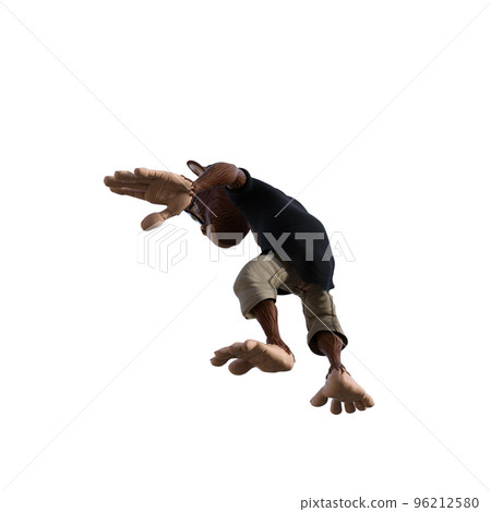 Toon Monkey poses for your composition. Monkey character isolated on white background with alpha mask for quick isolation for your composite work. 3D rendering - illustration. Toon Monkey poses for your composition. Monkey character isolated on white background with alpha mask for quick isolation for your composite work. 3D rendering - illustration. 96212580