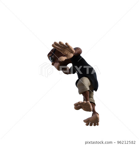 Toon Monkey poses for your composition. Monkey character isolated on white background with alpha mask for quick isolation for your composite work. 3D rendering - illustration. Toon Monkey poses for your composition. Monkey character isolated on white background with alpha mask for quick isolation for your composite work. 3D rendering - illustration. 96212582