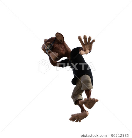 Toon Monkey poses for your composition. Monkey character isolated on white background with alpha mask for quick isolation for your composite work. 3D rendering - illustration. 96212585