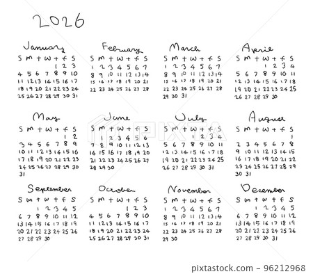 2026年簡單日曆 2026年簡單日曆 96212968