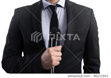 elegant Businessman ready to speak with microphone elegant Businessman ready to speak with microphone 96213041