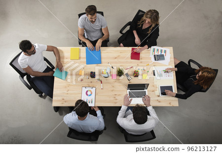 Business person work together in office. concept of teamwork, business partnership and startup. double exposure 96213127