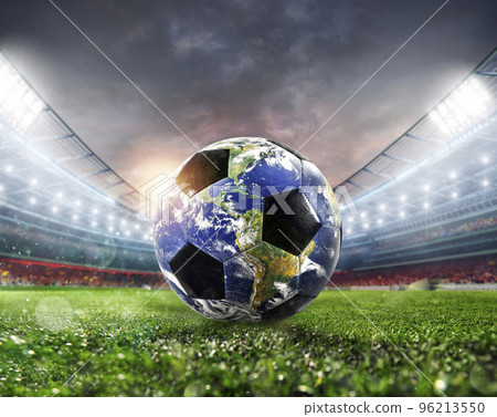 Soccer ball a as world. Earth provided by NASA. 96213550