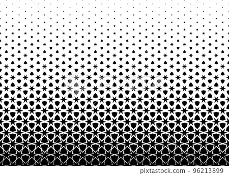 Geometric pattern of black figures on a white background. Seamless in one direction.SCALE method 96213899