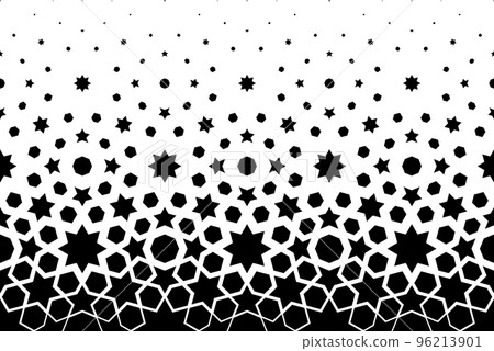 Geometric pattern of black figures on a white background. Seamless in one direction.SCALE method Geometric pattern of black figures on a white background. Seamless in one direction.SCALE method 96213901
