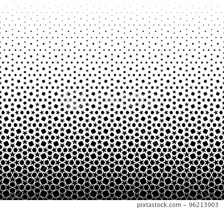 Geometric pattern of black figures on a white background. Seamless in one direction.SCALE method Geometric pattern of black figures on a white background. Seamless in one direction.SCALE method 96213903