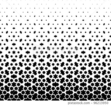 Geometric pattern of black figures on a white background. Seamless in one direction.SCALE method Geometric pattern of black figures on a white background. Seamless in one direction.SCALE method 96213950