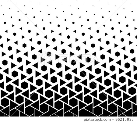 Geometric pattern of black figures on a white background. Seamless in one direction.SCALE method Geometric pattern of black figures on a white background. Seamless in one direction.SCALE method 96213953