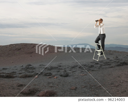 Businessman look far for new business opportunities with a telescope Businessman look far for new business opportunities with a telescope 96214003