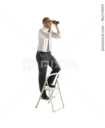Businessman look far for new business opportunities. Isolated on white background Businessman look far for new business opportunities. Isolated on white background 96214004