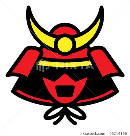Samurai helmet, japanese warrior mask line icon. Vector icon design simple. Isolated on white background 96214166