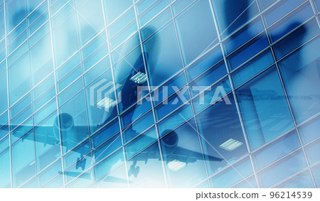 Take off of an aircraft with double exposure of airport 96214539