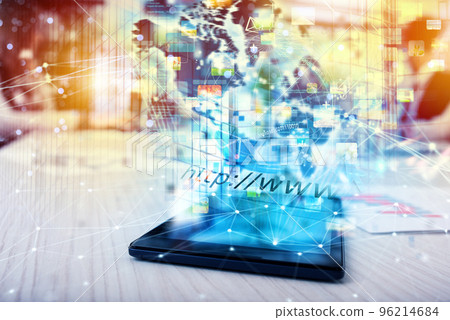 Tablet that shares multimedia with internet connection Tablet that shares multimedia with internet connection 96214684